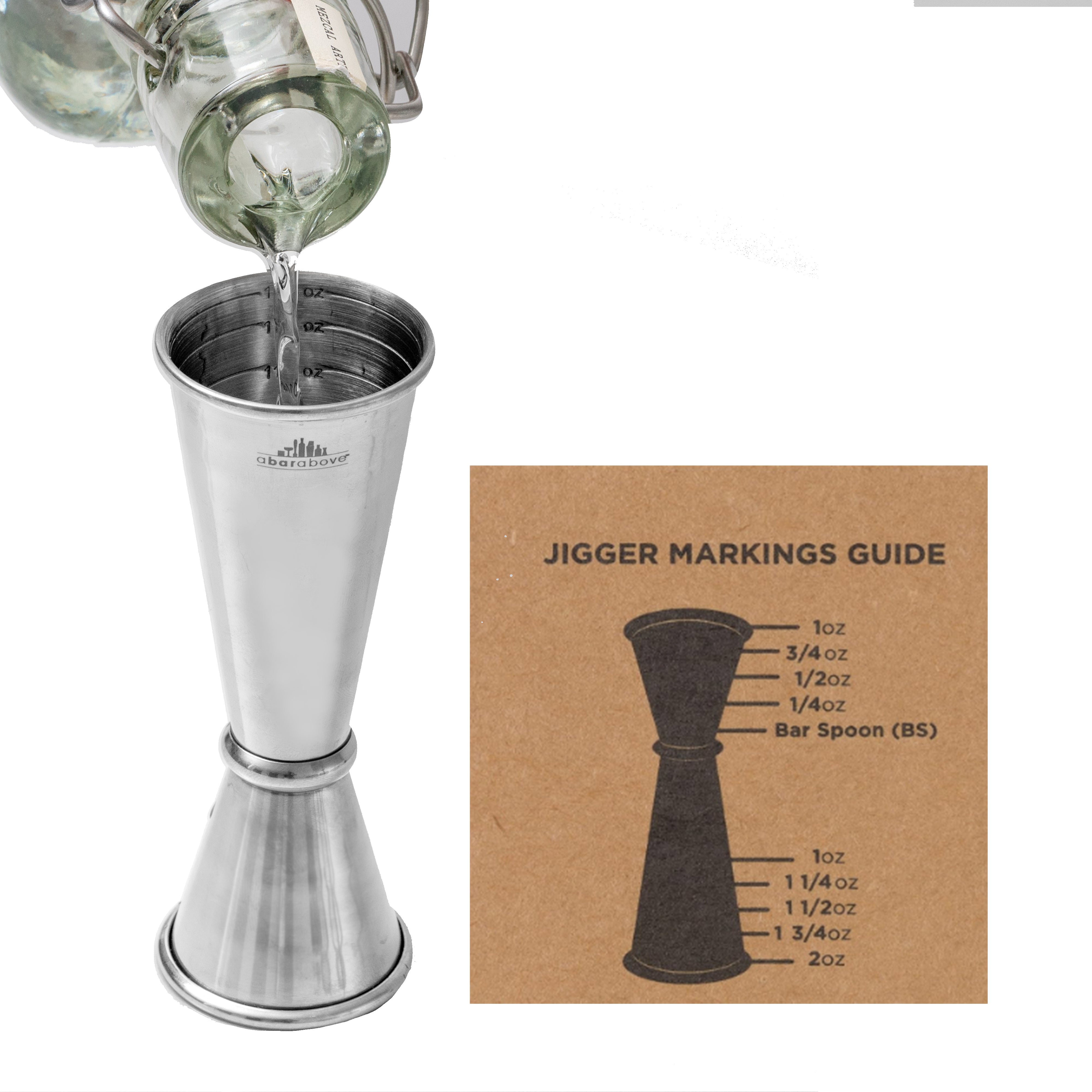 Briout Jigger for Bartending, Double Cocktail Jigger Japanese Premium 304  Stainless Steel Jigger 2 OZ 1 OZ with Measurements Inside