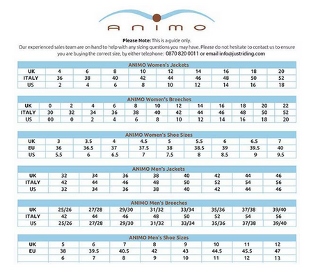 Dapple EQ Sizing Charts