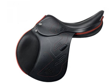 Prestige jumping saddle with red trim