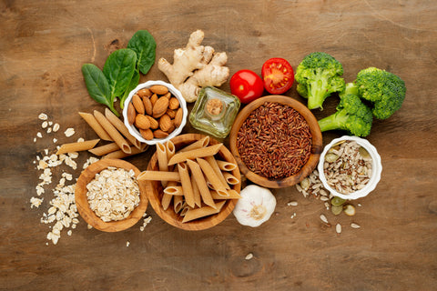 nuts, seeds, whole grains, and leafy greens.