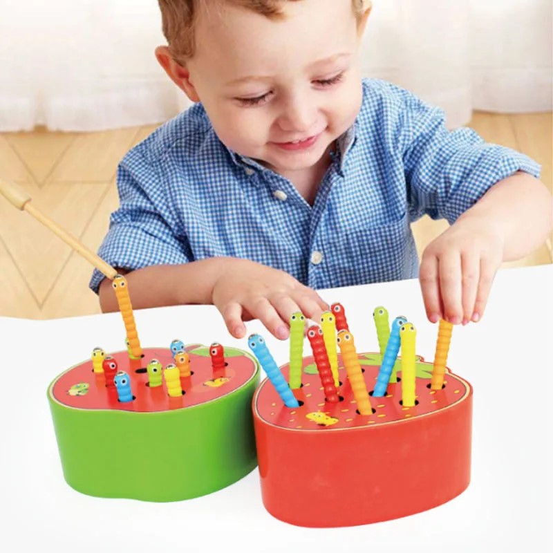 Baby Toys Wooden Catching Worms Game