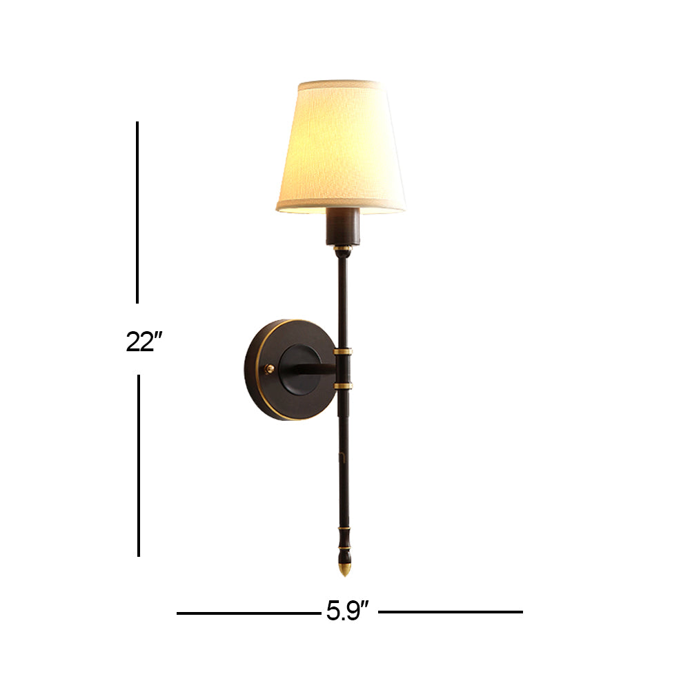 bronze wall sconce with fabric shade