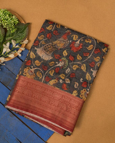 Kalamakari Linen Chanderi Saree 