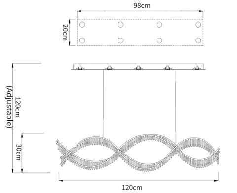 Broxle Stream Chandelier Measurements 120cm