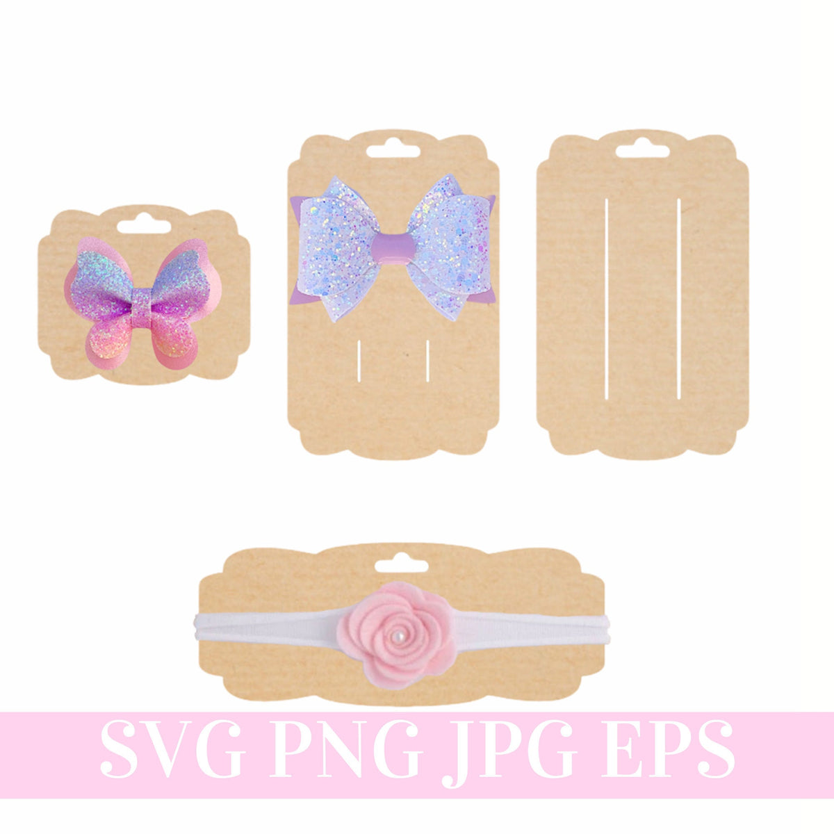 Hair Bow Display Card SVG, Headband Display Cards SVG, Bow Display Tem