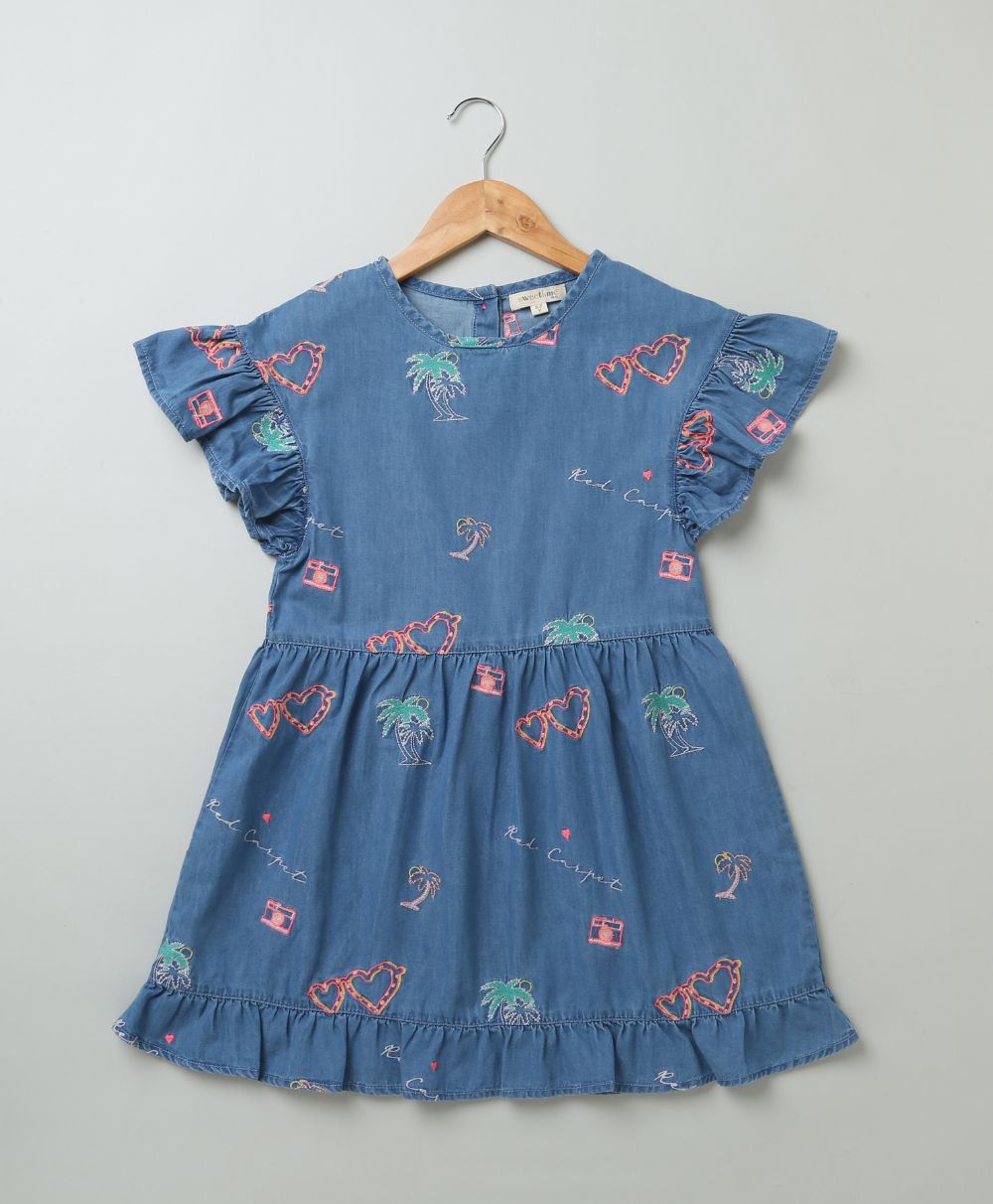 Buy Denim Dress Girls Dress Embroidered Dress Floral Embroidery Dress Kids  Dress Child Dress Baby Dress Princess Dress Floral Dress Jeans Dress Online  in India - Etsy