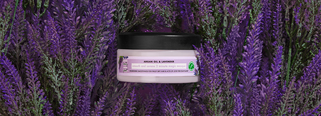 Love Beauty and Planet Argan Hair Mask Lavender Background Pic
