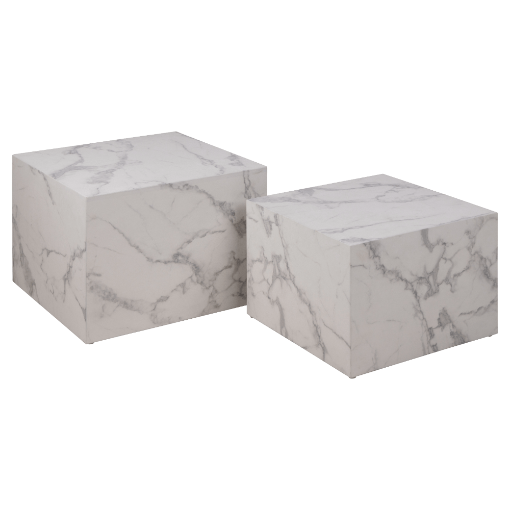 Billede af Dice sofabordssæt, hvidt marmor-look