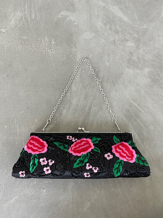 Butterfly Garden Embroidered Purse - Red