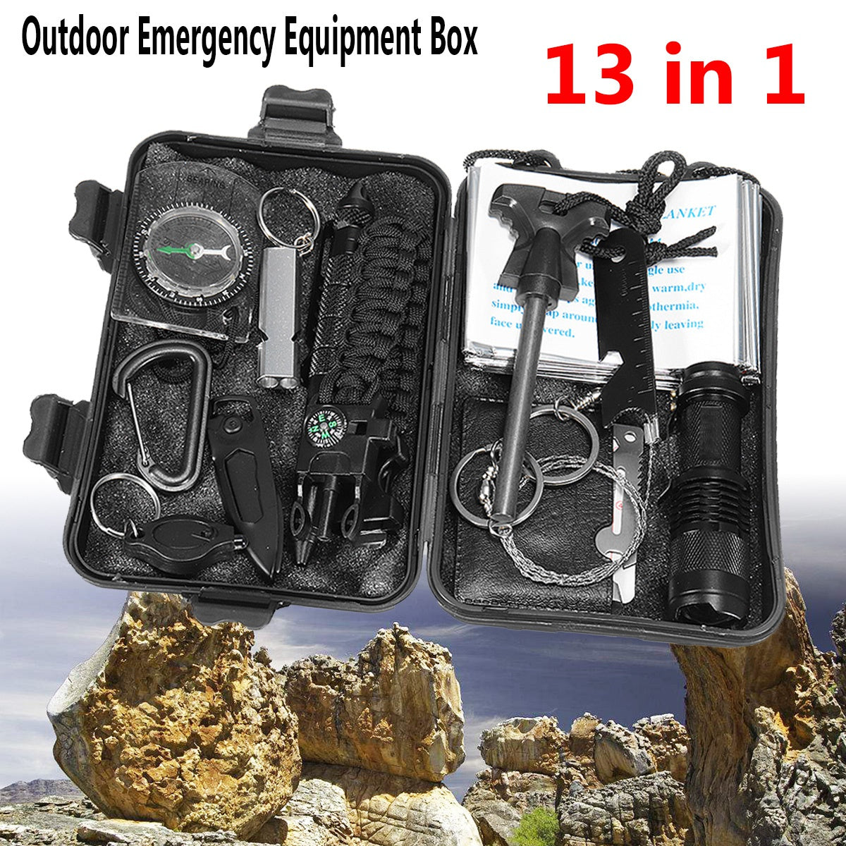 13-in-1 Outdoor Emergency Survival Case Portable Self-defense Gear Kit SOS  EDC Case Outdoor Survival Equipment H2SA05OT002 - The Home Depot