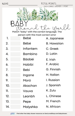 Baby Showers - Baby Shower Game: Baby Around The World