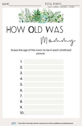 Baby Shower Game: How Old is Mommy?