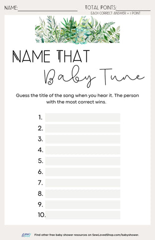 Name That Baby Tune Baby Shower Game
