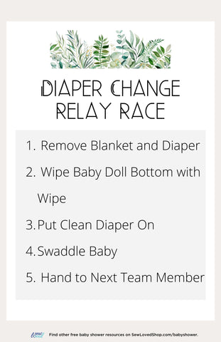 Baby Shower Game: Diaper Change Relay