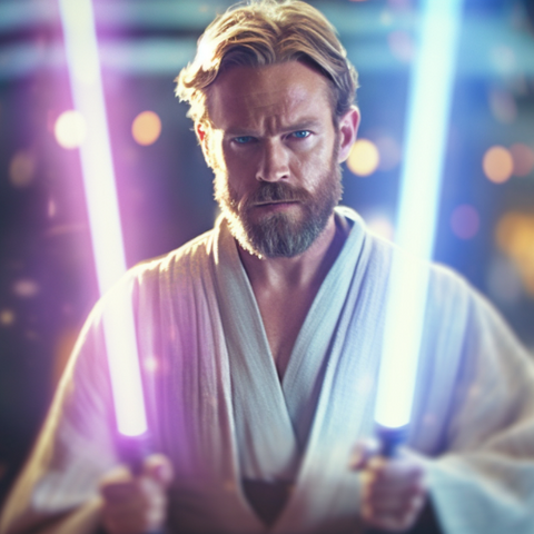 obi wan kenobi avec 2 sabres lasers