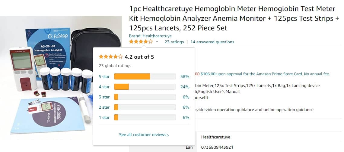  Accu-Answer 4 in 1 Hemoglobin Test Meter Kit, Hemoglobin Tester,  Cholesterol Test Kit, Uric Acid Test Kit, 40 Test Strips Total Included. No  Code Card Need, Accurate and Fast : Health