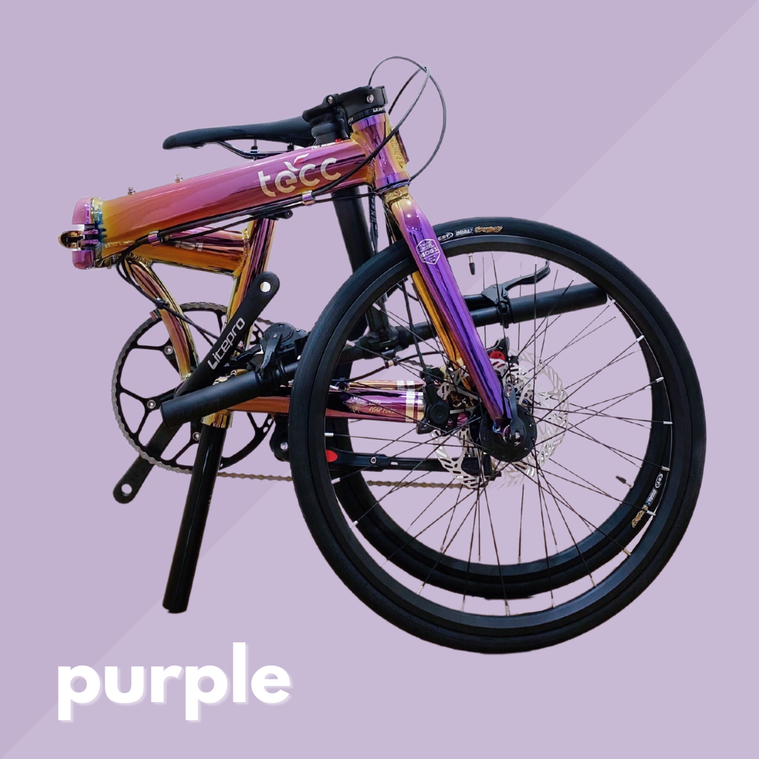 purple folding bike