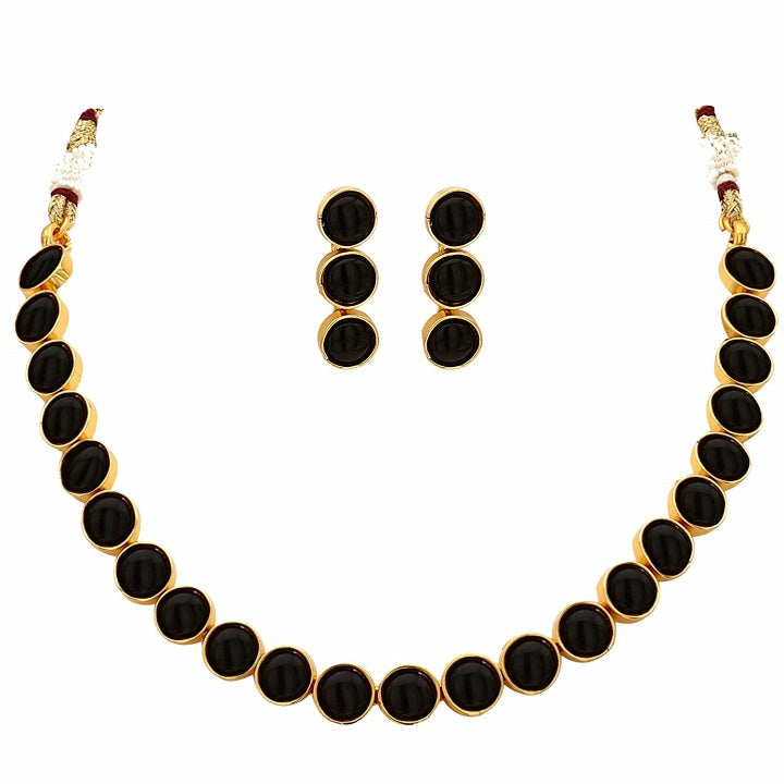 Kemp Stone Antique Gold Fashion Jewelry Necklace Earring Set