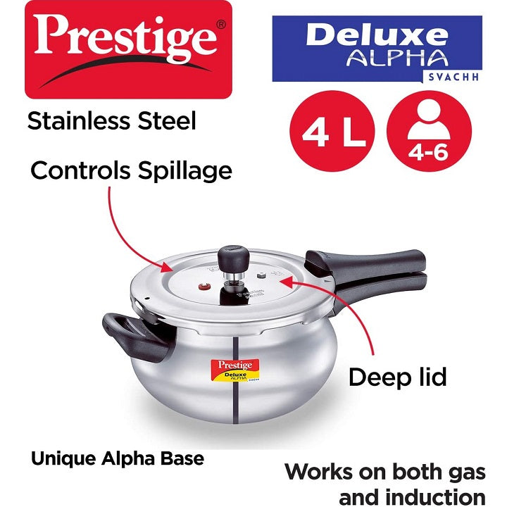 prestige deluxe alpha stainless steel junior handi 4.4 litres