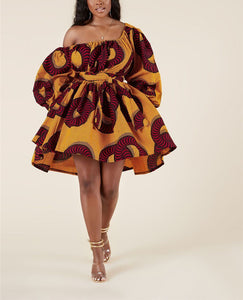 African Dresses Women Sexy Shoulder Off Mini Dress Dashiki Tribal Print Africa Dress Women African Clothes Robe Africaine Femme - Flexi Africa