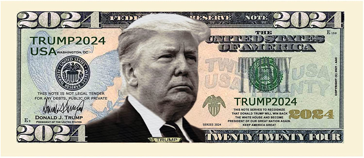 Donald Trump 2024 Novelty Dollar Bill Pack of 25 officialtrump2024store