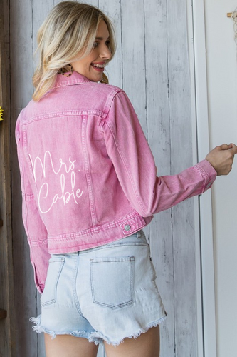 Denim Jacket W/ Circle Monogram - Sprinkled With Pink