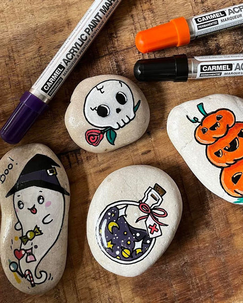 rock painting with carmel markers