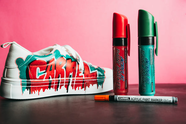 Sneaker art with Carmel Acrylic Paint Markers