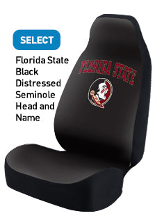 Florida State Black Distressed Seminole Head and Name