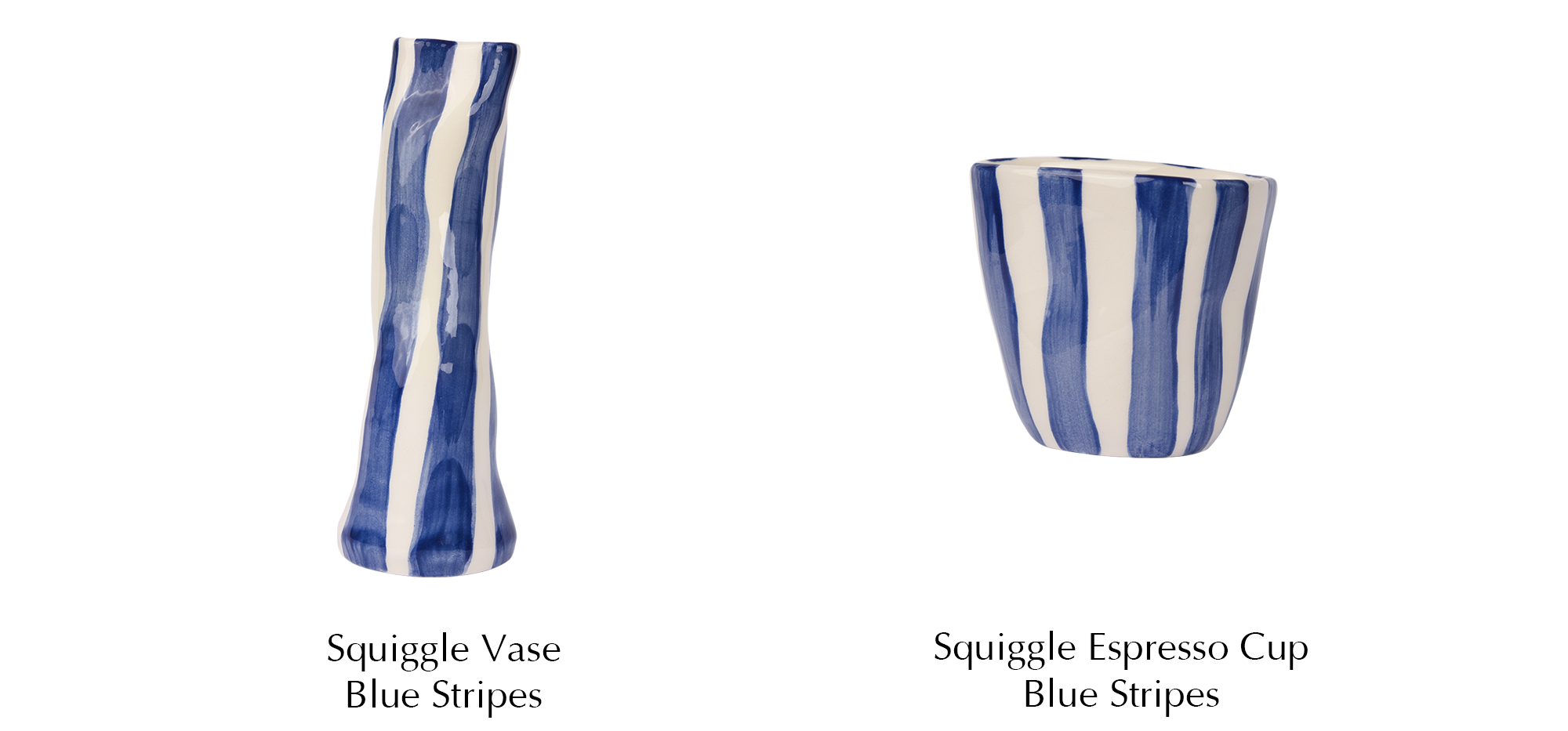 Βάζο Rhea Kalo Blue Stripes & Κύπελλο Espresso