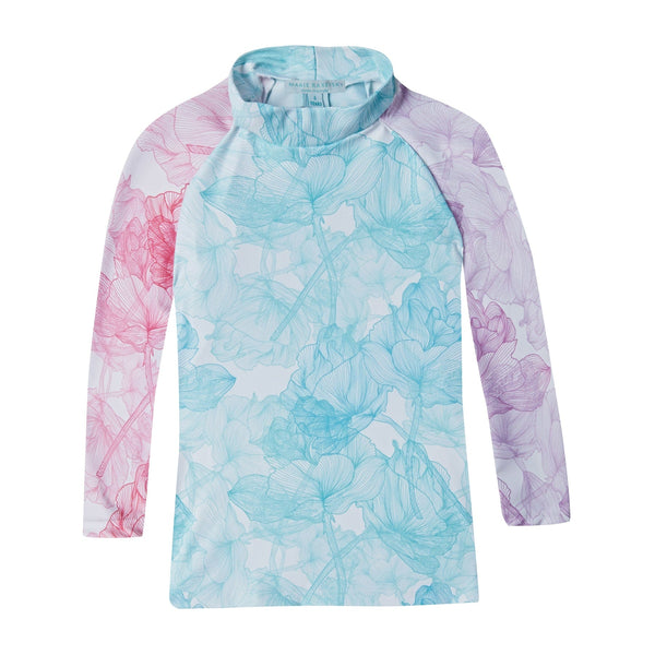 Ruffled Rashguard Flowers Blue - Marie Raxevsky