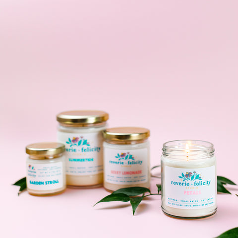Petals scented soy wax candle from Reverie + Felicity Studio