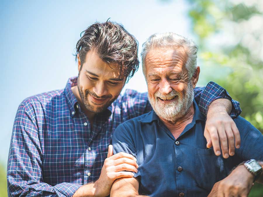 son with father on father's day