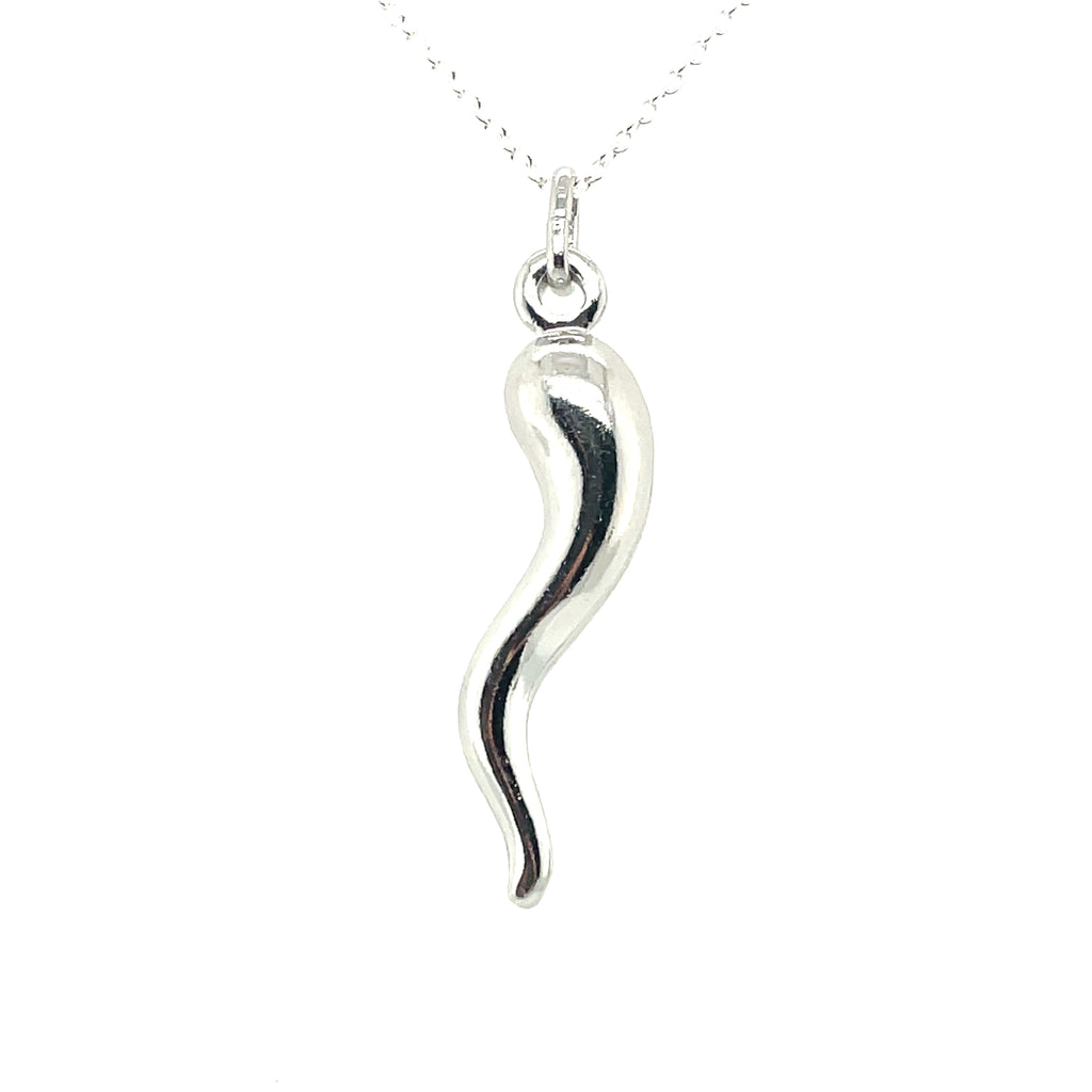 Sterling Silver Mano Cornuto + Italian Horn Pendants Chain Necklace – LSJ