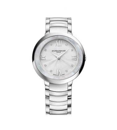 Baume & Mercier Promesse Watch With Diamond And Guilloche Detail