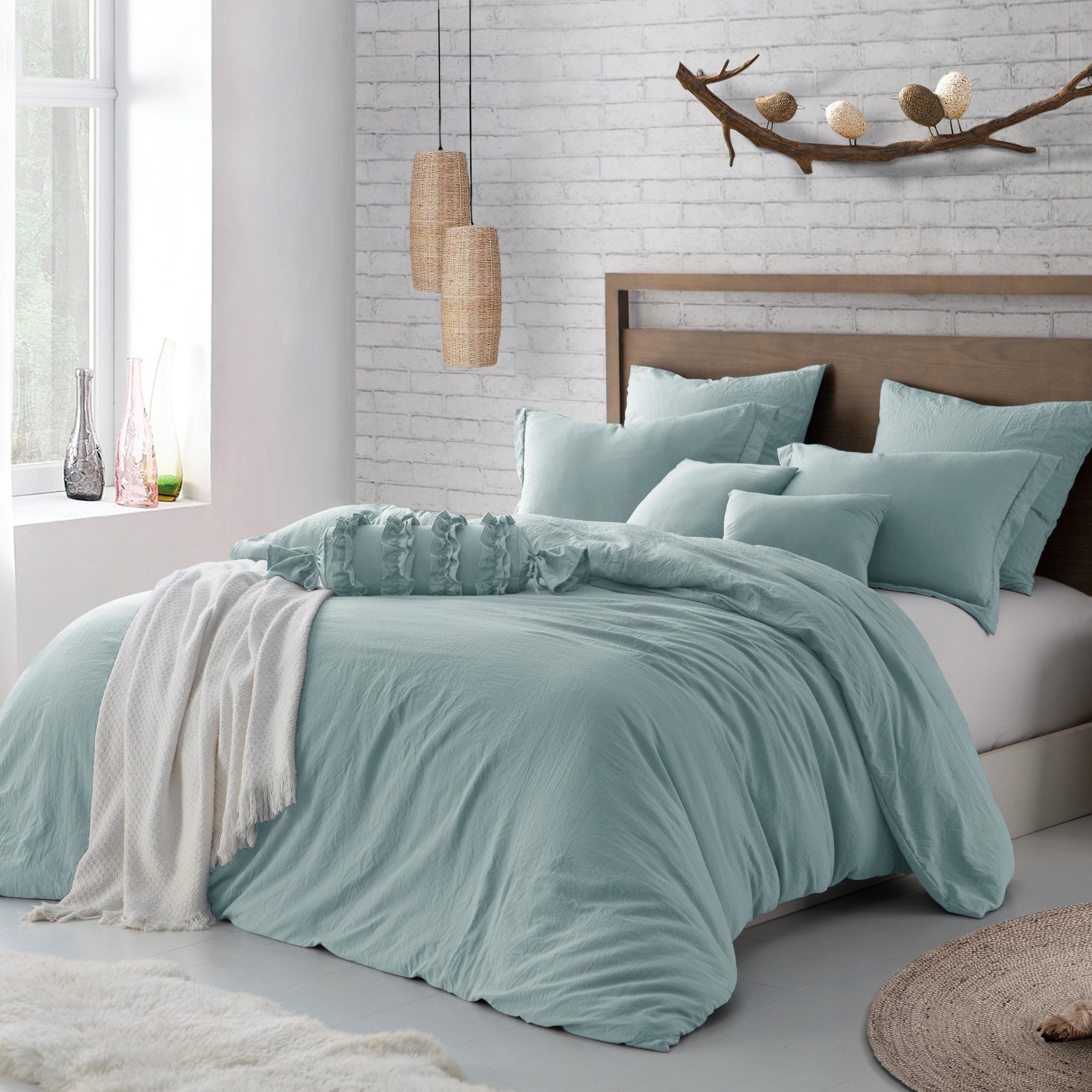 swift home microfiber washed crinkle duvet cover set