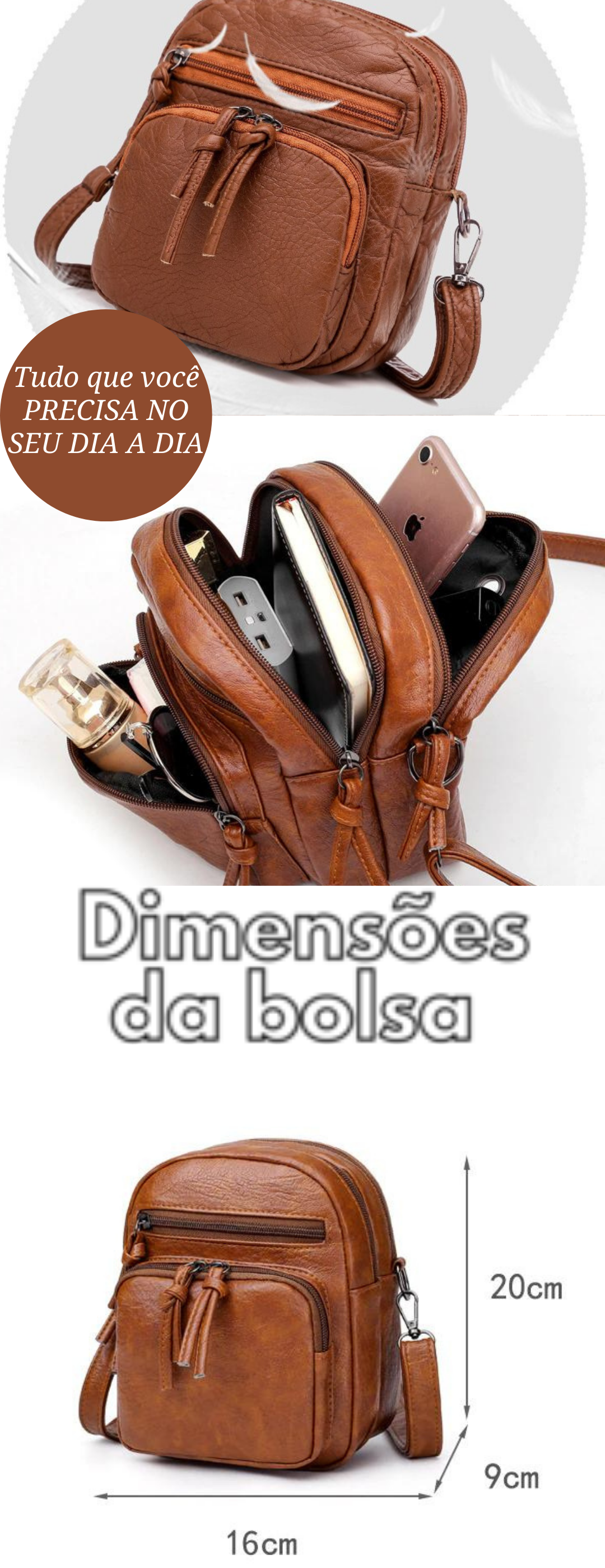 Dimensão da Bolsa Crossbody