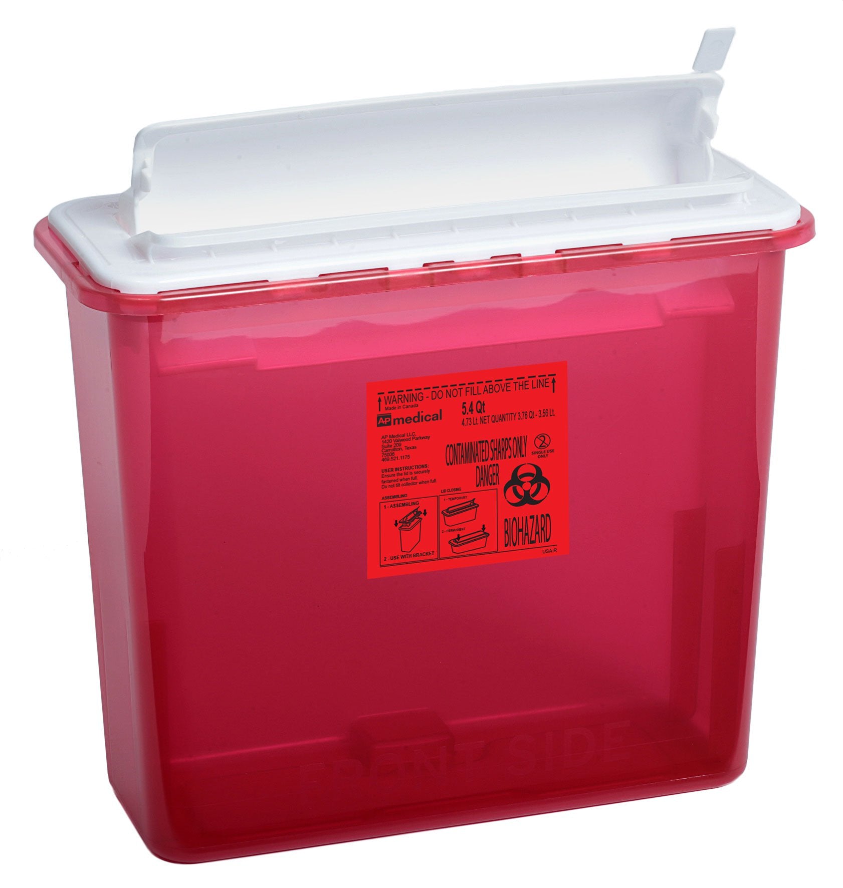 CONTAINER, SHARPS RED 5.4QT WALL DISP (12/CS)