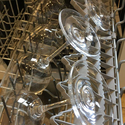 wine glasses on dishwasher
