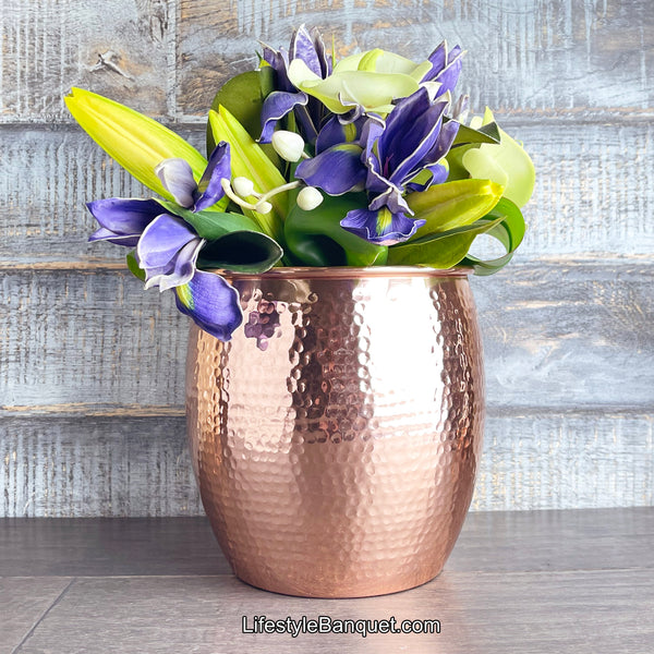 hammered copper flower vase