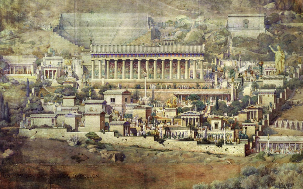 Illustrazione del sito archeologico di Delfi