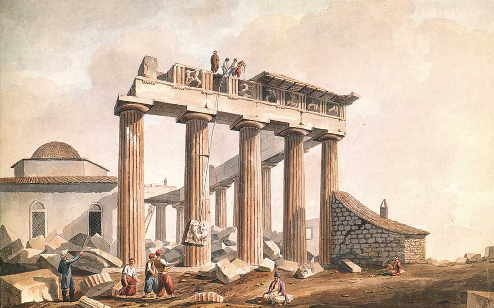 Schizzo del Partenone attorno al 1800