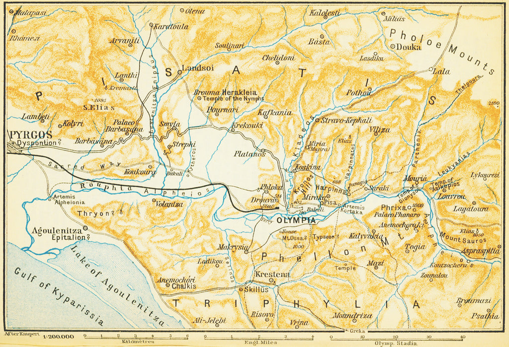 Mappa di Olimpia nel Peloponneso