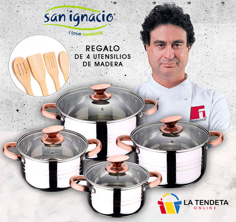 Batería de cocina San Ignacio 8 piezas con utensilios – La Tendeta Online
