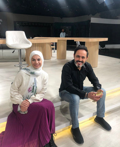 With Samir Hijjawi at Roya TV studios
