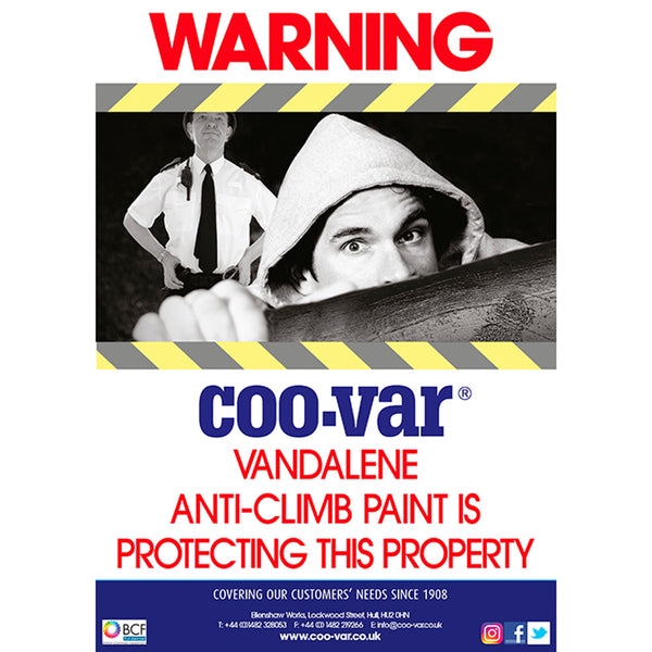 coo var vandalene anti climb paint sign