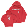 Louisiana Women's Soccer Red Wordmark Hoodie - Kylar Coffman Small