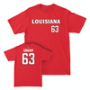 Louisiana Football Red Wordmark Tee - Ryan Ebrahim Small