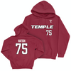 Temple Football Cherry Sideline Hoodie - Luke Watson | #75 Small