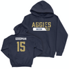 UC Davis Men's Soccer Navy Staple Hoodie - Cason Goodman | #15 Small